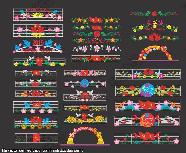 file vector cong chao den duong den led decor tranh anh doc dao